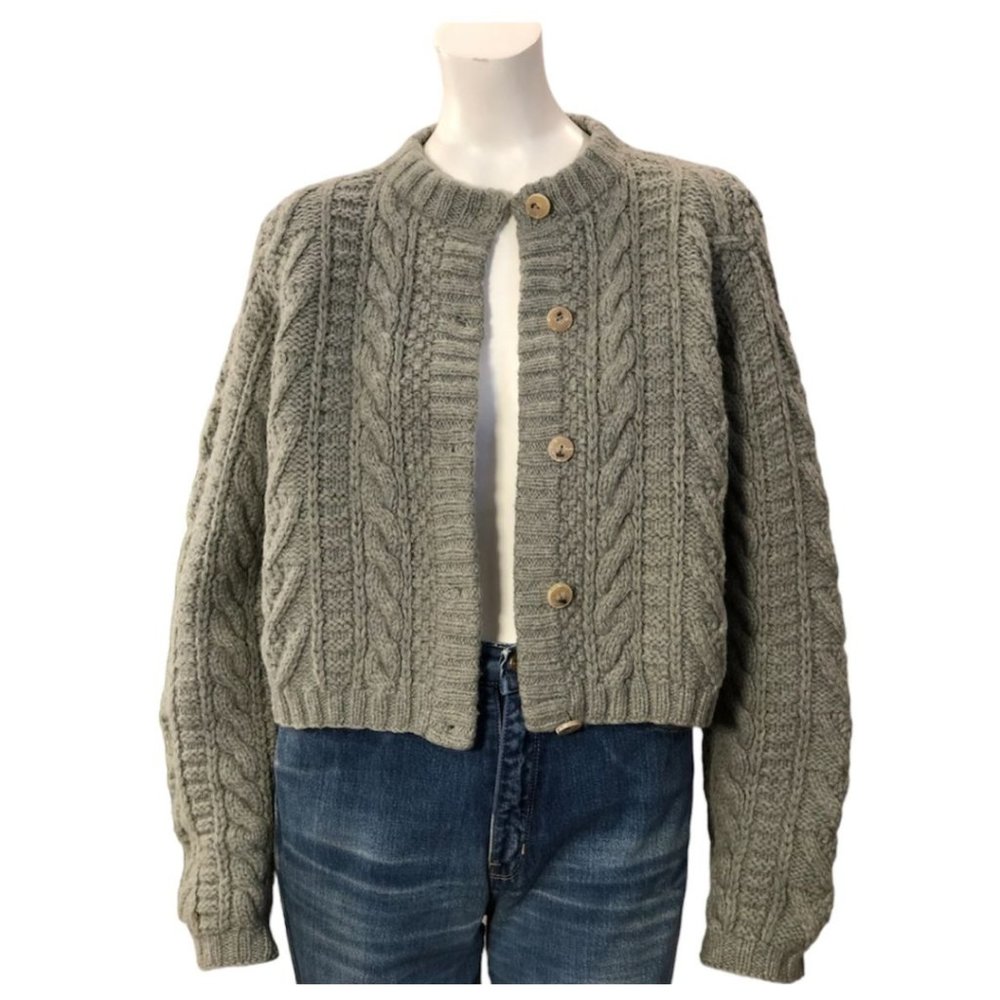 J. Crew Vintage Sage Green Cropped Sweater Size M